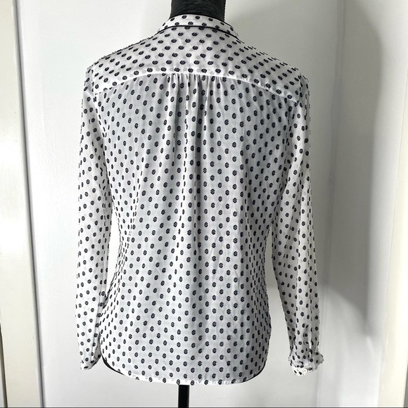 LOFT Black White Swiss Dot Chiffon Blouse - Picture 11 of 13